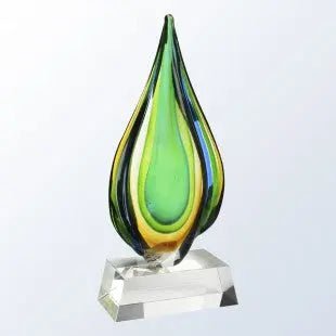RAINFOREST W/ BLACK/CRYSTAL BASE - ART GLASS Crystal House - Prism