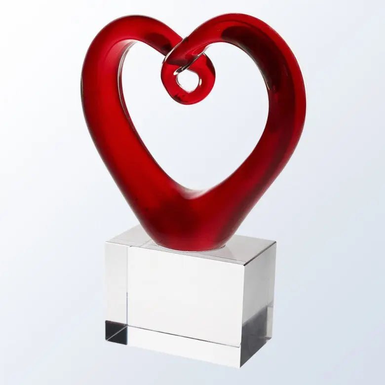 RED HEART W/ CLEAR BASE ART GLASS Crystal House - Prism