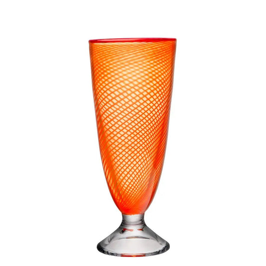 Red Rim Footed Vase Orange Bertil Vallien Kosta Boda