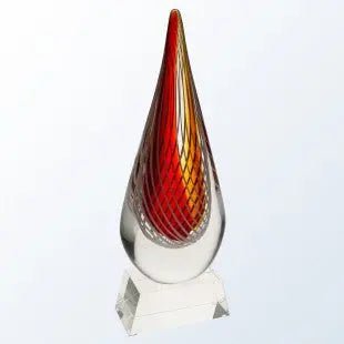 RED SWIRL WITH BLACK BASE ART GLASS Crystal House - Prism