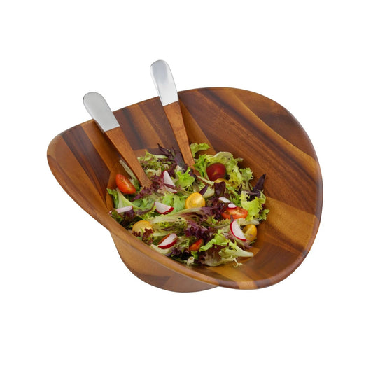Ripple Salad Bowl  W/ Servers Nambé