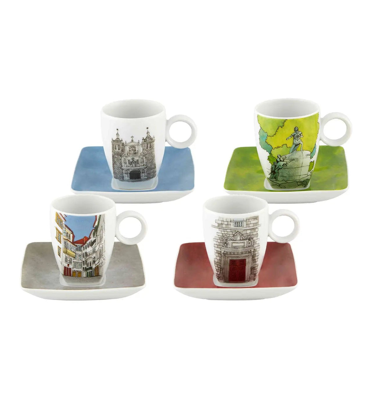 Set 4 Coffee Cups & Saucers - Alma de Viseu - Dinnerware - Vista Alegre Vista Alegre - Crystal House