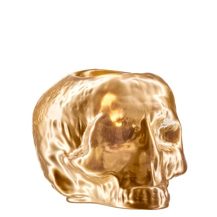 Still Life skull votive, gold by Kosta Boda