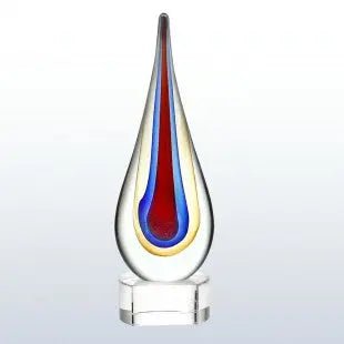 TEARDROP- BLUE/YELLOW ART GLASS Crystal House - Prism