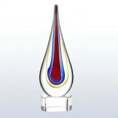 TEARDROP- BLUE/YELLOW ART GLASS Crystal House - Prism