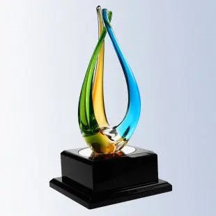 THE TRIPOD W/ BLACK/BLACK WOODEN/ROSEWOOD BASE - ART GLASS Crystal House - Prism