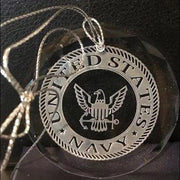 Navy engraved suncatcher with United States Navy design