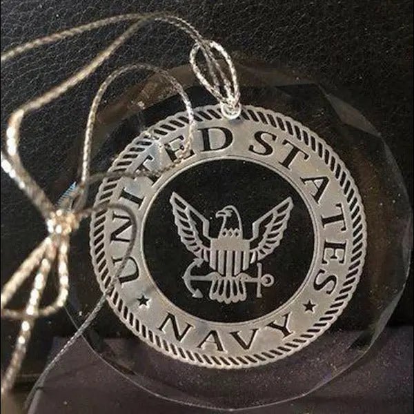 Navy engraved suncatcher with United States Navy design