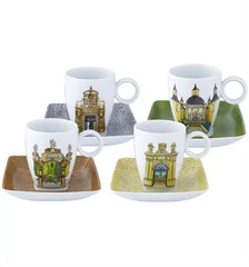 SET 4 COFFEE CUPS & SAUCERS - ALMA DE COIMBRA - Crystal House