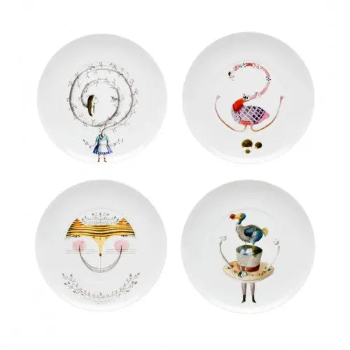 Tea With Alice Set 4 Dessert Plates - Tea With Alice - Dinnerware - Vista Alegre
