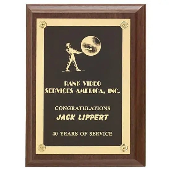 Walnut Finish Plaque w Rosettes Crystal House