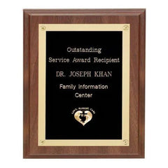 Walnut Finish Plaque w Rosettes Crystal House