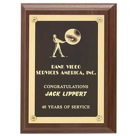 Walnut Finish Plaque w Rosettes Crystal House