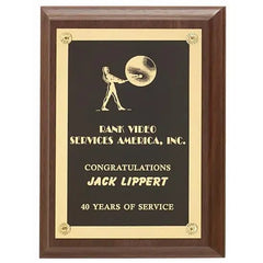 Walnut Finish Plaque w Rosettes Crystal House