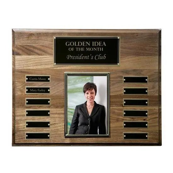 Walnut Perpetual Photo Plaque Crystal House