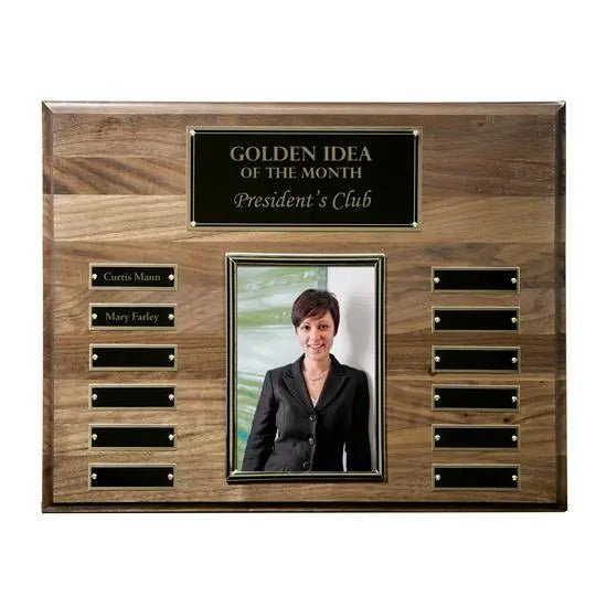 Walnut Perpetual Photo Plaque Crystal House