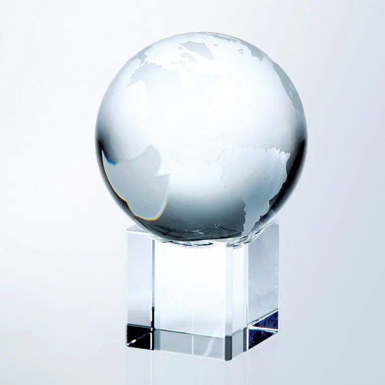 WORLD GLOBE W / CUBE BASE Crystal House - Prism