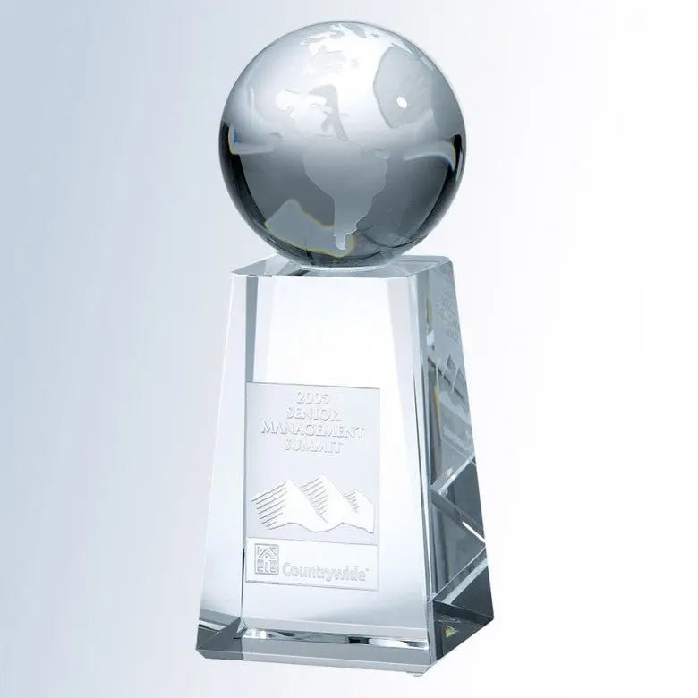 WORLD GLOBE W / TAPERED COLUMN BASE Crystal House - Prism